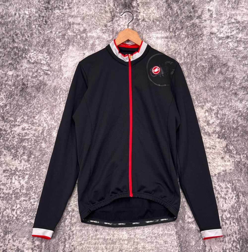 Castelli GPM Long Sleeve Cycling Jersey XXL Mens Black Full Zip Fleece Lined